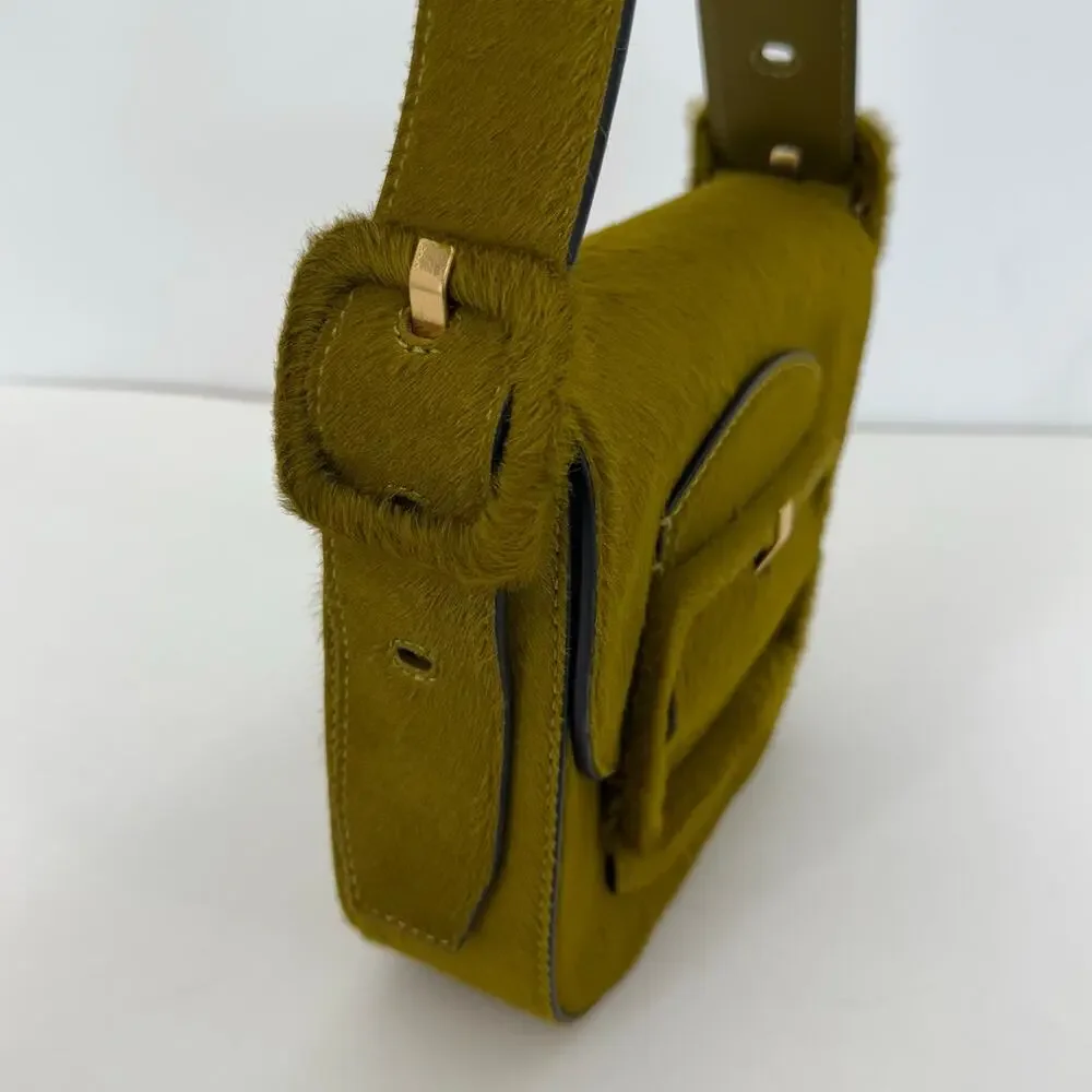 Tory Burch Sawyer Calf Hair Mini Shoulder Bag in Olive Green